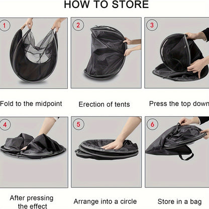 Black Portable Pop-Up Pet Tent - Lightweight Foldable Outdoor Enclosure for Dogs & Cats, Breathable Mesh Travel Kennel