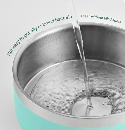 Beige and Silver Premium 304 Stainless Steel Pet Bowl (32oz) - Non-Slip, Anti-Tip Food & Water Dish for Dogs & Cats - Durable & Easy Clean