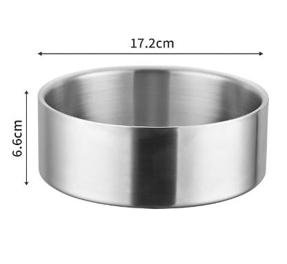 Silver Premium 304 Stainless Steel Pet Bowl (32oz) - Non-Slip, Anti-Tip Food & Water Dish for Dogs & Cats - Durable & Easy Clean