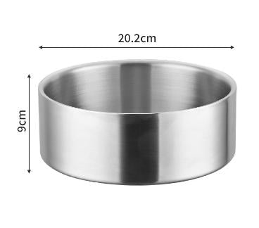 Silver Premium 304 Stainless Steel Pet Bowl (64oz) - Non-Slip, Anti-Tip Food & Water Dish for Dogs & Cats - Durable & Easy Clean