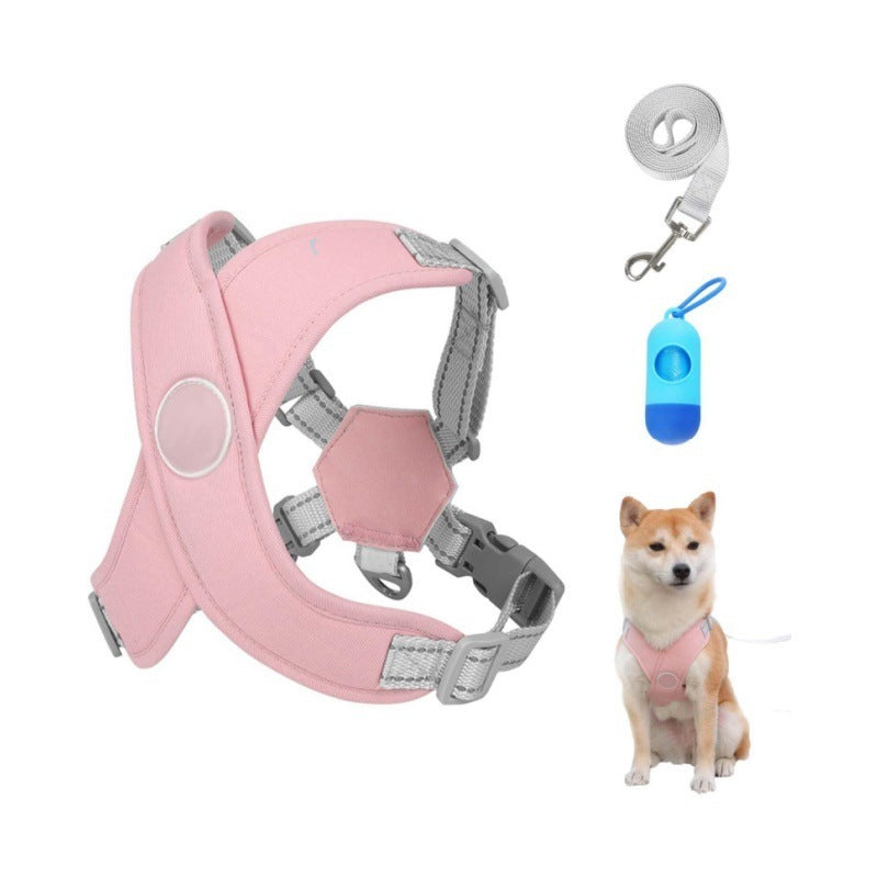 Pink Reflective X-Style Dog Harness with Leash for Small Breeds